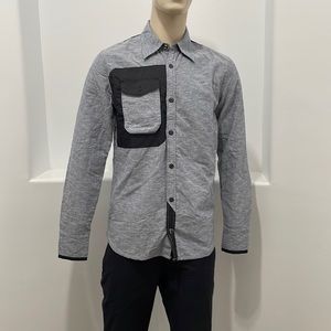 Coldsmoke Men's Quilted  Shirt Jacket Blue Black Elbow Patch Size S NWT